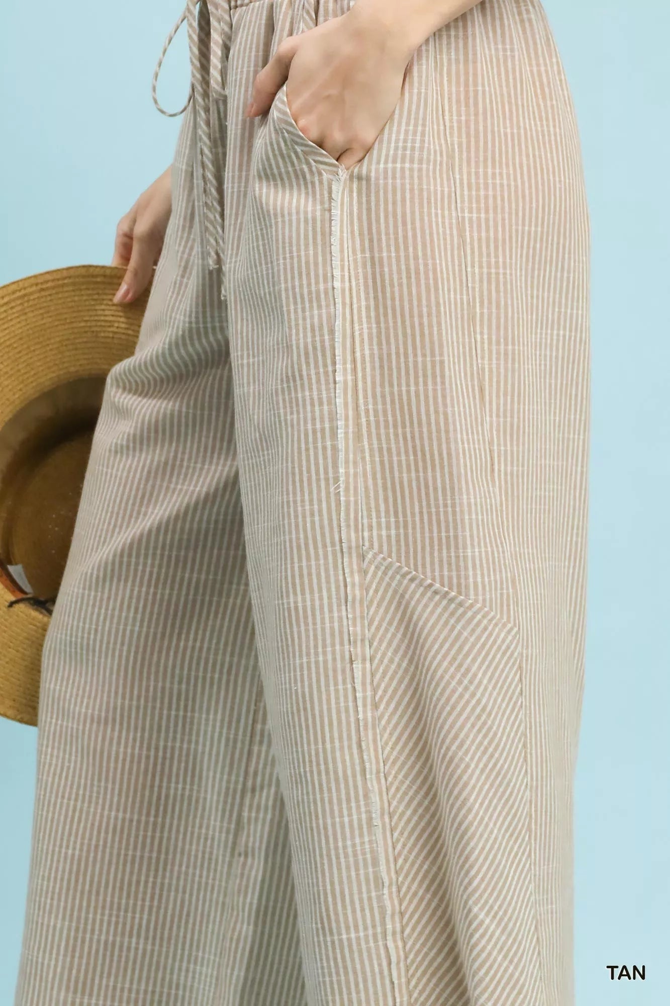 Umgee Linen Blend Striped Wide Leg Pants - | VivaMix StoreUmgee Linen Blend Striped Wide Leg Pants - VivaMix Store