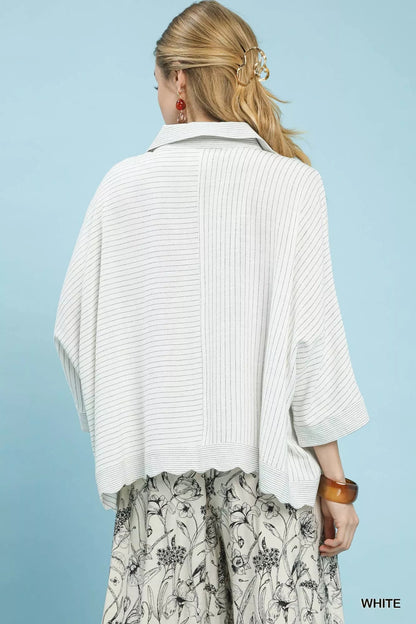 Umgee Oversized Striped Button - Down Shirt - | VivaMix StoreUmgee Oversized Striped Button - Down Shirt - VivaMix Store