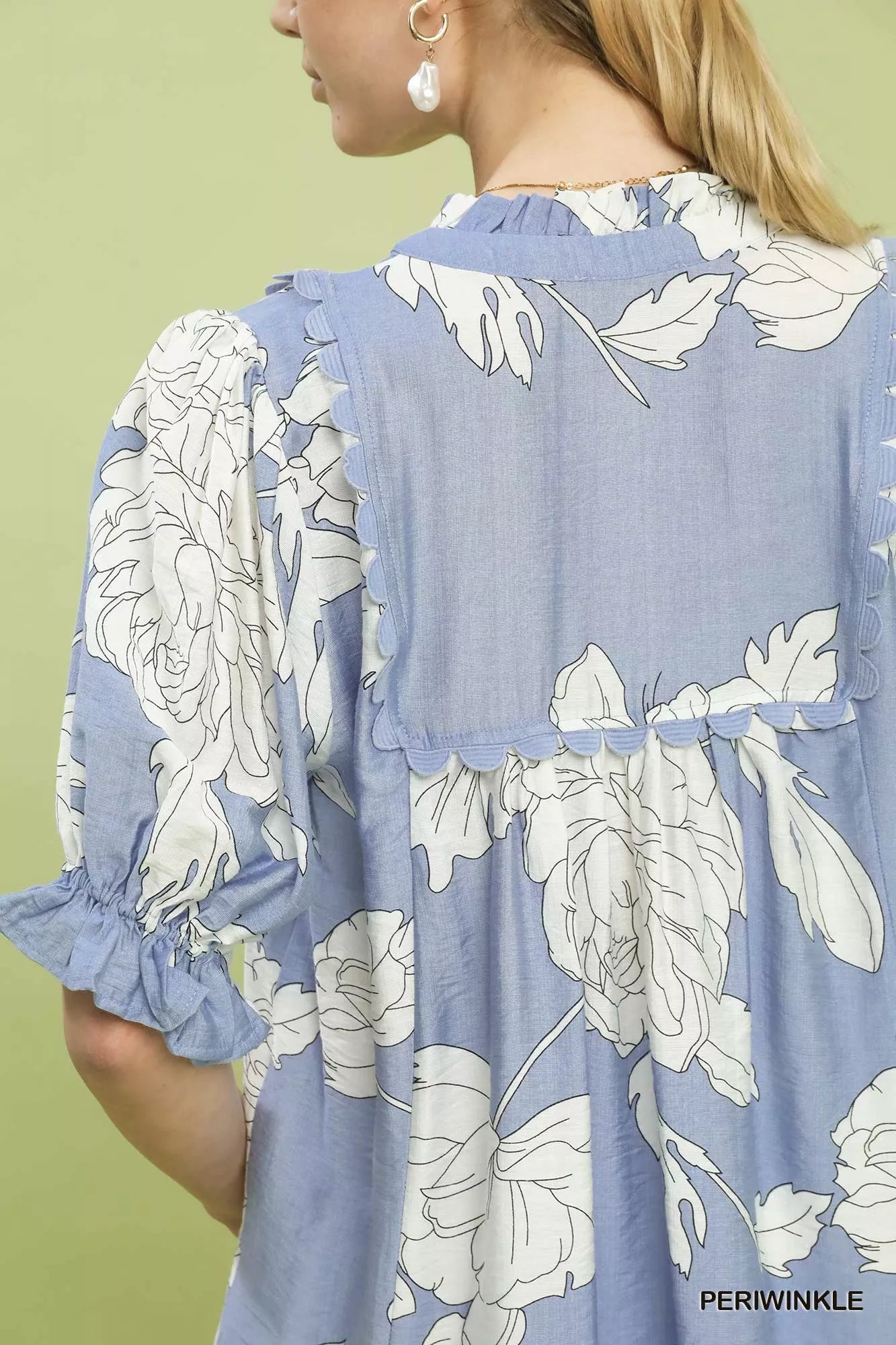 Umgee Peony Illustration Print Top with Scalloped Trim - | VivaMix StoreUmgee Peony Illustration Print Top with Scalloped Trim - VivaMix Store