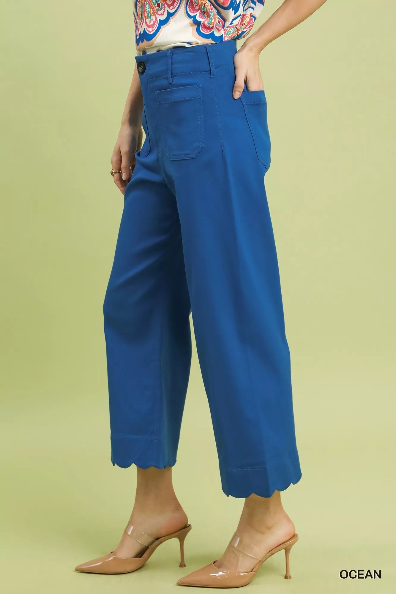 Umgee Scallop Hem Wide Leg Pants - | VivaMix StoreUmgee Scallop Hem Wide Leg Pants - VivaMix Store