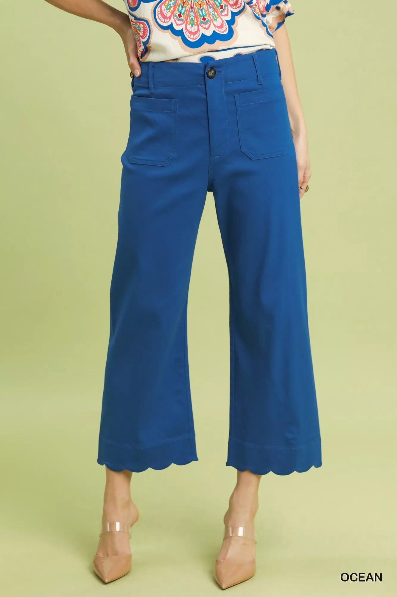 Umgee Scallop Hem Wide Leg Pants - | VivaMix StoreUmgee Scallop Hem Wide Leg Pants - VivaMix Store