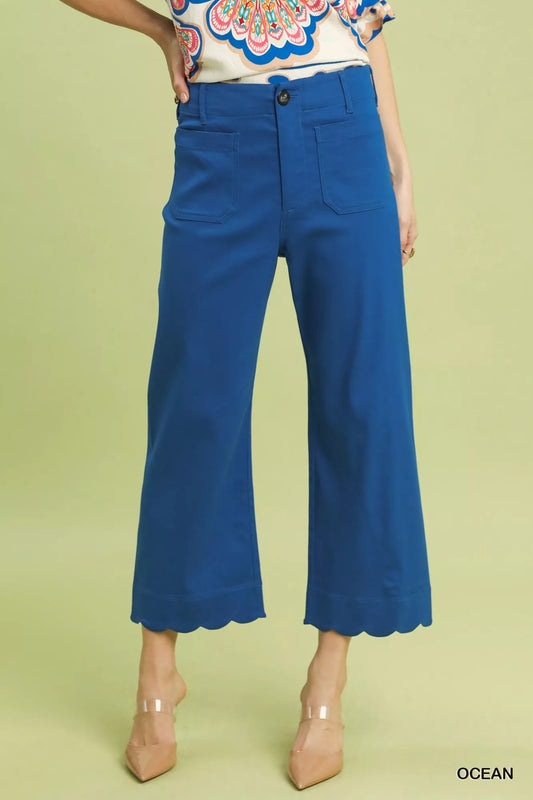 Umgee Scallop Hem Wide Leg Pants - | VivaMix StoreUmgee Scallop Hem Wide Leg Pants - VivaMix Store