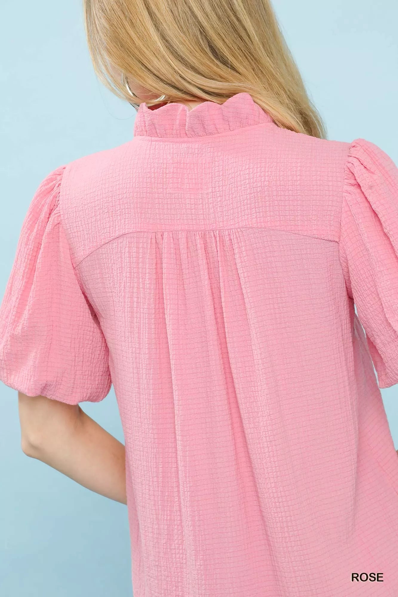 Umgee Seersucker Puff Sleeve Blouse - | VivaMix StoreUmgee Seersucker Puff Sleeve Blouse - VivaMix Store