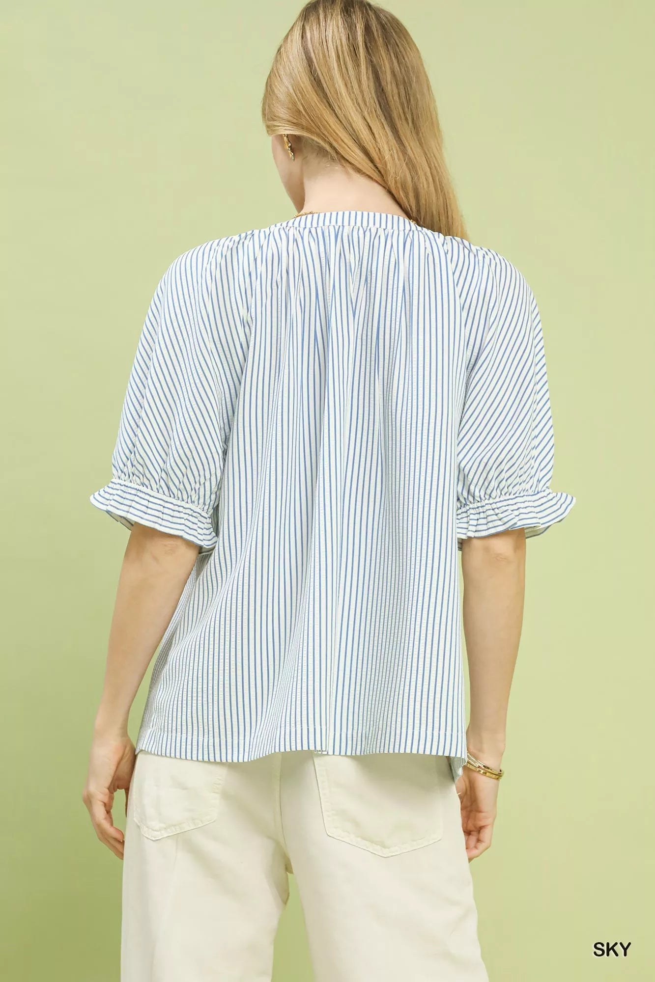 Umgee Stripe V - Neck Blouse - | VivaMix StoreUmgee Stripe V - Neck Blouse - VivaMix Store