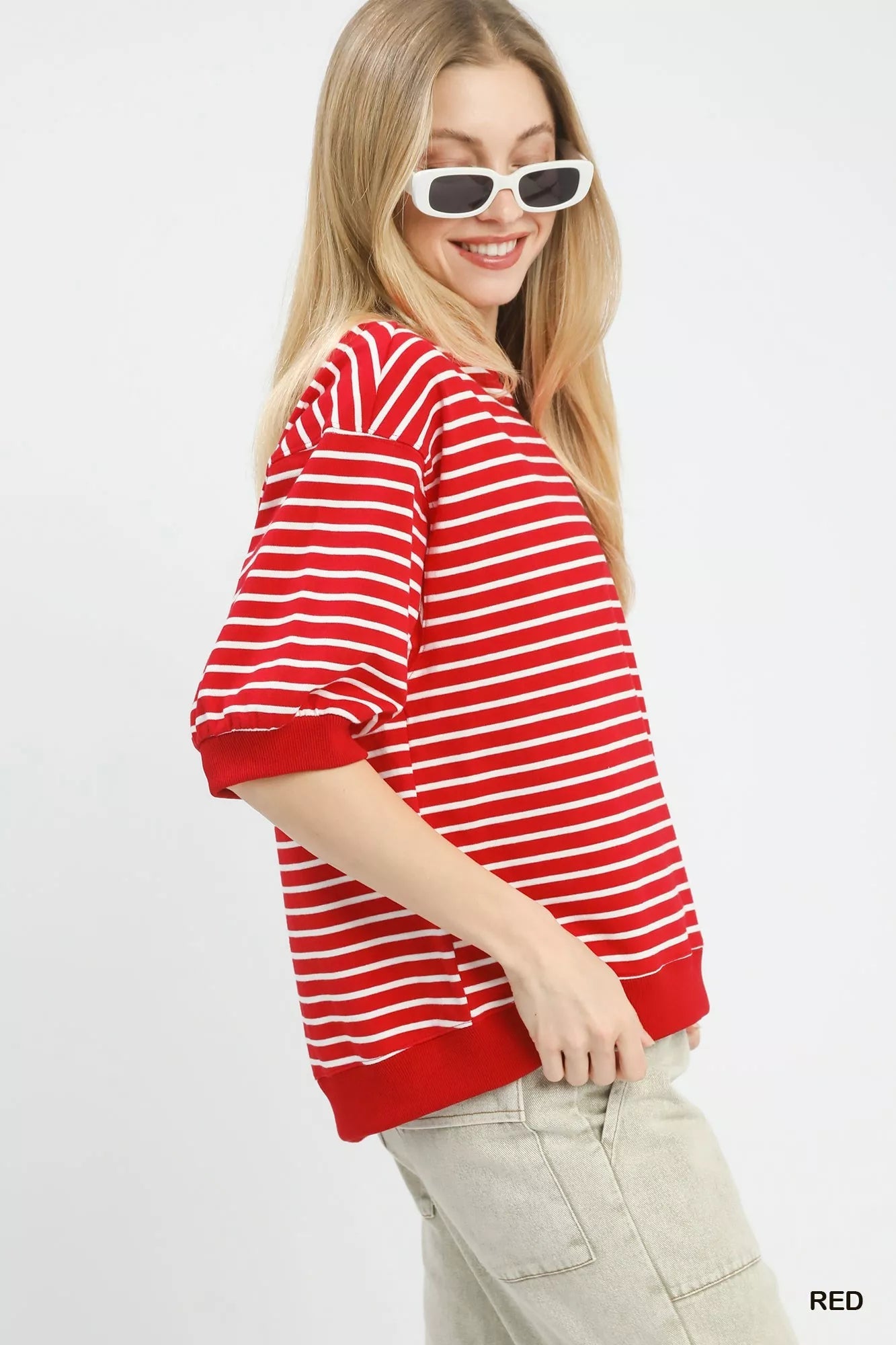 Umgee Striped Short Sleeve Pullover Top - | VivaMix StoreUmgee Striped Short Sleeve Pullover Top - VivaMix Store