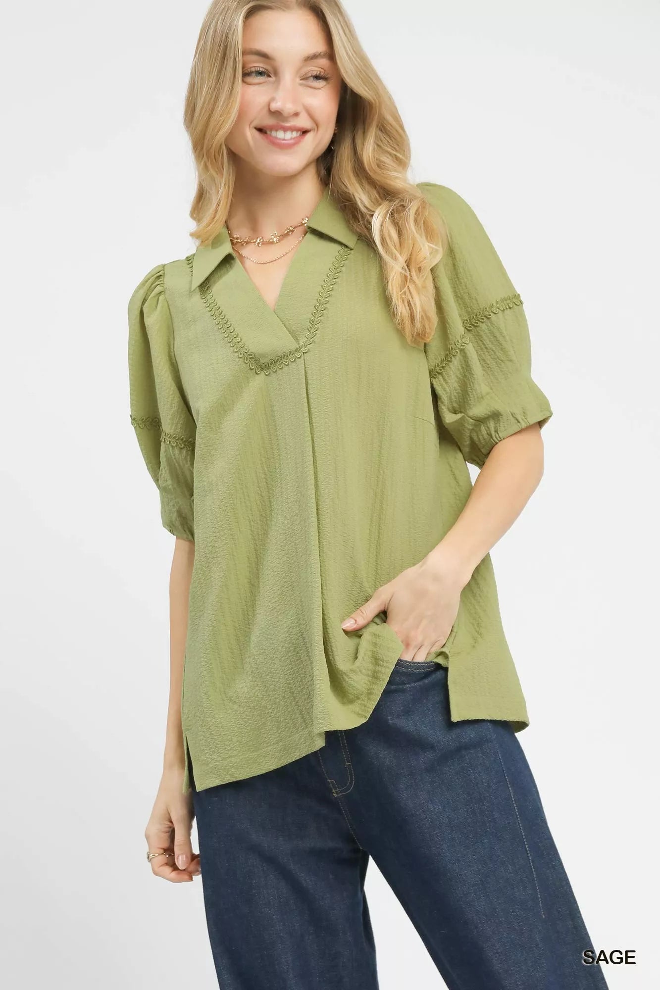 Umgee Textured Puff Sleeve Top - | VivaMix StoreUmgee Textured Puff Sleeve Top - VivaMix Store