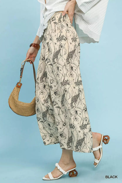 Umgee Two Tone Floral Print Pants - | VivaMix StoreUmgee Two Tone Floral Print Pants - VivaMix Store