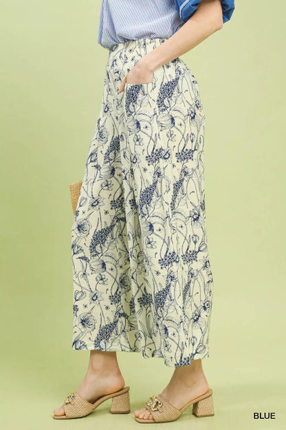 Umgee Two Tone Floral Print Pants - | VivaMix StoreUmgee Two Tone Floral Print Pants - VivaMix Store