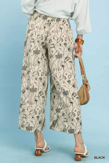 Umgee Two Tone Floral Print Pants - | VivaMix StoreUmgee Two Tone Floral Print Pants - VivaMix Store
