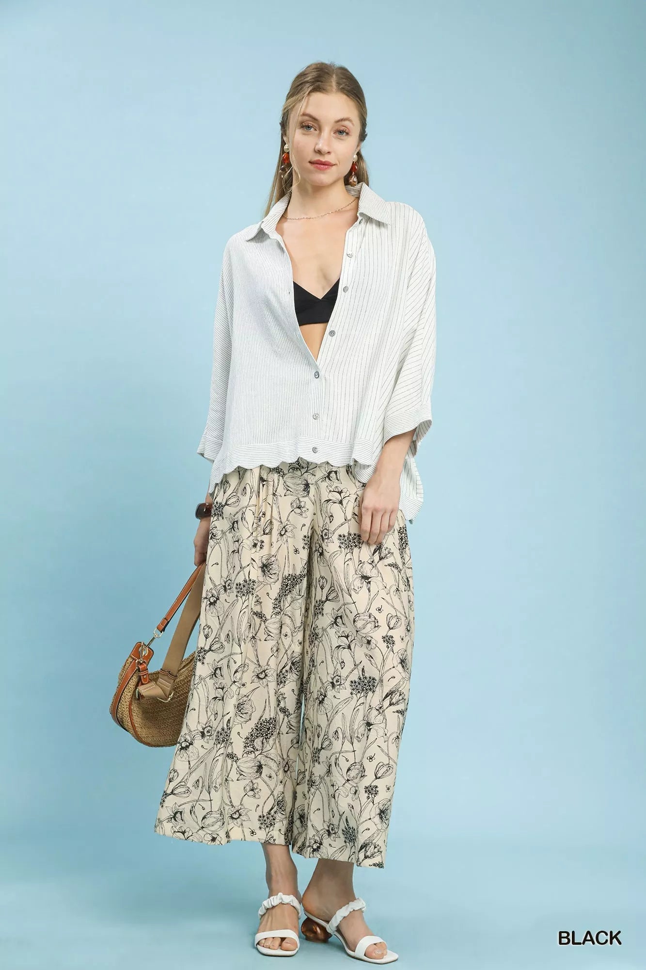 Umgee Two Tone Floral Print Pants - | VivaMix StoreUmgee Two Tone Floral Print Pants - VivaMix Store