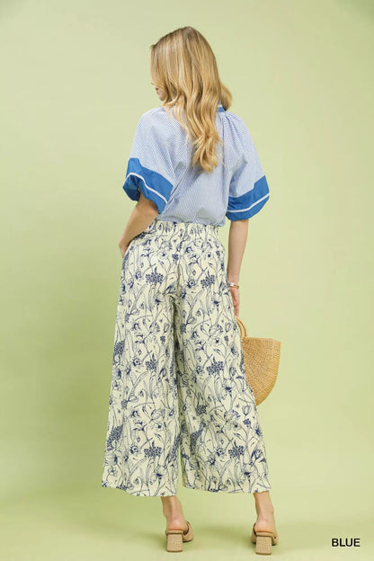 Umgee Two Tone Floral Print Pants - | VivaMix StoreUmgee Two Tone Floral Print Pants - VivaMix Store